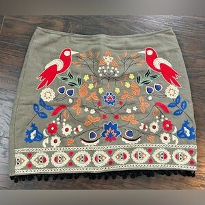 Altar’d State Olive embroidered skirt. Size Large.